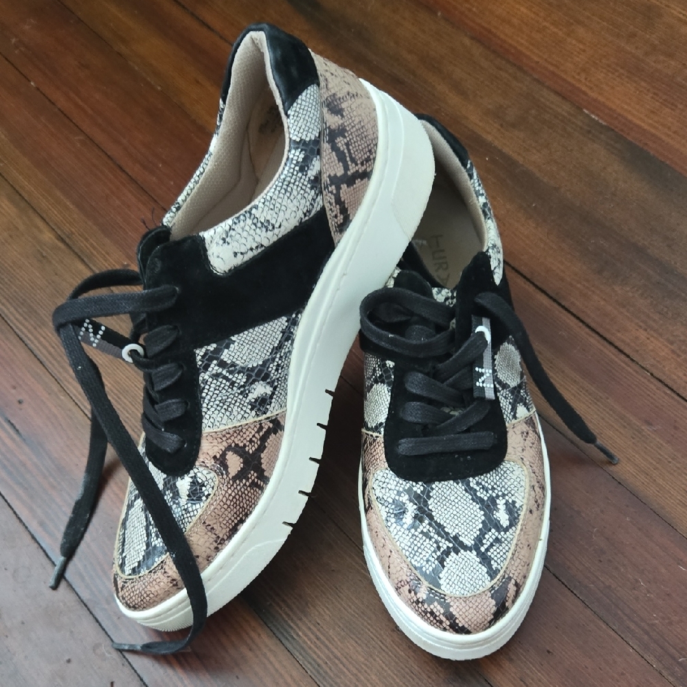 Naturalizer Black and Brown Snake Print Sneakers